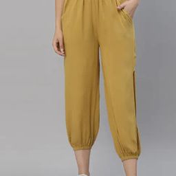 KASSUALLY Mustard Regular Fit Mid Rise Joggers-43