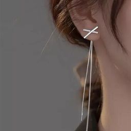 SEAA ENTERPRISES Silver-Plated Stones Studded Contemporary Drop Earrings-35