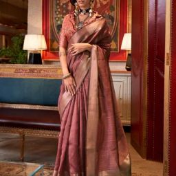 Elora Brick Red Chiffon Woven Design Saree-image-31
