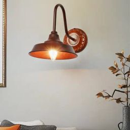 FOS LIGHTING Industrial Brown Barn Wall Sconce with Wooden Mount-picture-38