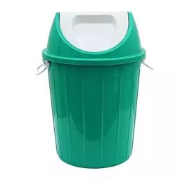 Grassland Dustbin 60 L HDPE Plastic Round Green with Swing Lid, GPL1028-36