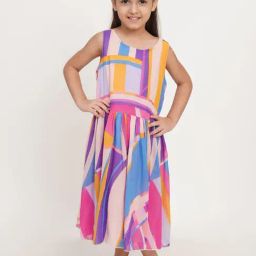 Creative Kid'S Girls Pink Regular Fit Printed Dress-image-84