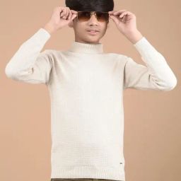 Crimsoune Club Boys Beige Cotton Solid Full Sleeves Sweater-image-22