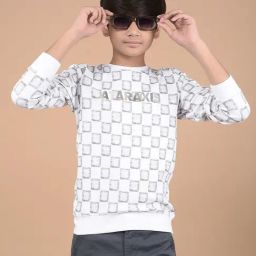 Crimsoune Club Boys White Cotton Self Full Sleeves Sweatshirt-image-83