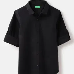 United Colors of Benetton Boys Black Cotton Solid Shirt-picture-34