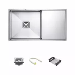 LIPKA 37x18x10 inch Matte Finish Single Bowl Kitchen Sink with Drain Board, HMSD04-304-image-54