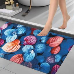 Aura Blue Printed Anti Slip Bath Rug-18