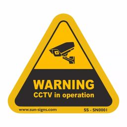 Sunsigns 5.5x5.5 Inch Yellow, Black Under Surveillance of CCTV Warning Signage Board (Pack of 10)-image-5