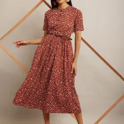 Mast & Harbour Floral Print Fit & Flare Midi Dress-picture-15