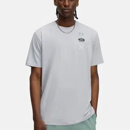 UNDER ARMOUR Brand Logo Printed Drop-Shoulder Sleeves Relaxed Fit Sports T-shirt-picture-45