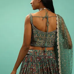 DIVASTRI Embroidered Sequinned Semi-Stitched Lehenga & Unstitched Blouse With Dupatta image 2