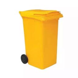 Grassland Dustbin HDPE Plastic Yellow 240 L with Lid & 2 Wheels, GPL1219-17