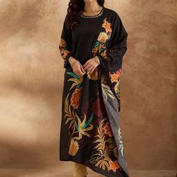 Indo Era Women Floral Printed Regular Pure Cotton Kurta with Trousers & With Dupatta-picture-29