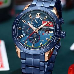 Curren Men Brass Dial & Stainless Steel Straps Analogue Watch CR-8410-Blue RG-picture-26