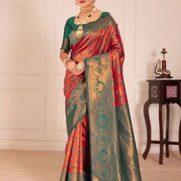 yourwish Ethnic Motifs Zari Silk Cotton Banarasi Saree-image-25