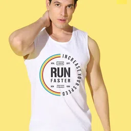 WOOSTRO Pack Of 2 Printed Combed Cotton Gym Vests VWS26(ENJOY YELLOW)(RUN WHITE)-picture-18