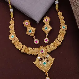 Rujve Jewellery Gold-Plated Stone-Studded Jewellery Set-picture-6