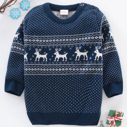 Babyhug Full Sleeves Knit Sweater Intarsia Design - Navy Blue-image-86