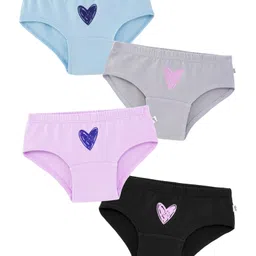Plan B Pack Of 4 Hearts Printed Hipster Panties - Navy Blue Purple Grey Blue-picture-25