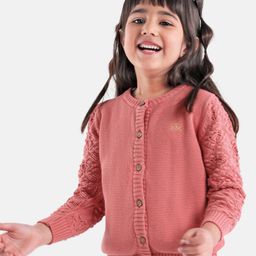 Babyoye 100% Cotton Full Sleeves Sweater With Cable Knit - Pink-image-93