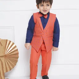 AJ Dezines Full Sleeves Solid & Striped 4 Piece Suit Set - Gajri-picture-32
