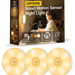 AKN TOYS Rechargeable Motion Sensor Light for Home ,Night Body Induction Lamp for Bedroom , Under Cabinet Light for Kitchen , Automatic Night Light OnOff Sensor , Adhesive Pack of 3 -(color may vary)-1