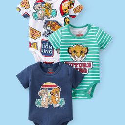 Babyhug Disney Interlock Half Sleeves Onesies With Lion King Graphics Pack of 3 - Multicolour-image-76