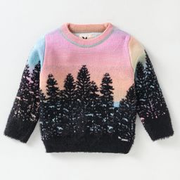 Yellow AppleWool Knit Full Sleeves Sweater with Christmas Theme Design - Blue-image-7
