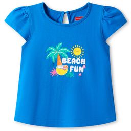 Babyhug Cotton Knit Half Sleeves T-Shirt with Beach Fun Text Print - Blue-image-56
