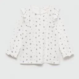 Mango Kids Floral Print Puff Sleeve Cotton Top-image-53