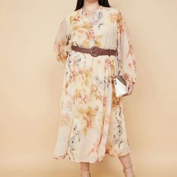 max Women Floral Print A-Line Midi Dress-image-24