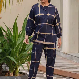 Zeyo Checked Round Neck Long Sleeves Top With Trouser-picture-6