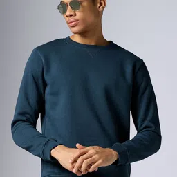 XYXX Men Slim Fit Solid Blue IntelliSmooth Neo Sweatshirt-image-23