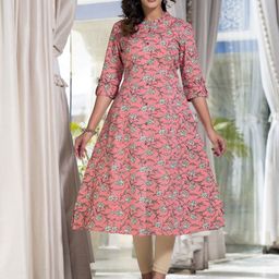 Pahiya Floral Printed Mandarin Collar Pure Cotton A-Line Kurtas-picture-48