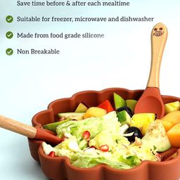 Starkiddo Simba Suction Plate with Sippy Cup & Trainer Spoon & Fork   Brown & Yellow image 4