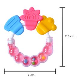Luvlittle Silicone Combo Of Giraffe Shape & Rattle Handle Teethers - Pink image 4