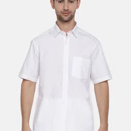 Ramraj Men Spread Collar Solid Cotton Casual Shirt-image-87