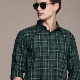 French Connection Pure Cotton Slim Fit Opaque Checked Casual Shirt-image-29
