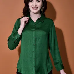 FUTURO Women Solid Shirt Collar Satin Shirt Style Top-picture-20