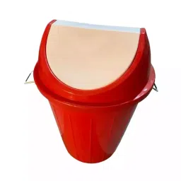 Grassland Dustbin 15 L HDPE Plastic Round Red with Swing Lid, GPL1229 image 2