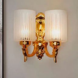 FOS LIGHTING Gold Traditional Double Wall Sconce with Frosted Hand-Cut Glass-image-25