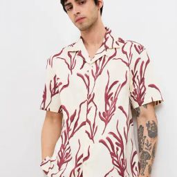 Spykar Red Cotton Relaxed Print Shirt-68