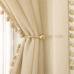 Urban Space Beige Polyester 5 Ft. Window Curtain With Rod Pocket - Set of 2 image 5