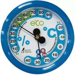 Shinwa Rules Thermo-Hygrometer F-2S Environmental Management Round 6.5 cm Aqua Blue, 70514-4