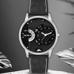 DOUBLERUN Men Round Dial & Leather Straps Analogue Multi Function Watch H05NMT-37-26