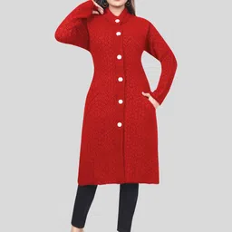 Wool's Kart Self Design Knee Length Wool Coat-picture-8