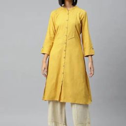 Nayam by Lakshita Yellow Cotton Solid Kurti-image-81