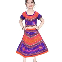 Ahhaaaa Kids Multicolor Embroidered Choli with Lehenga-image-50