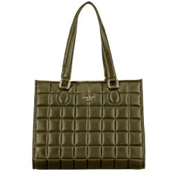 Eske Green Quilted Large Tote Handbag-image-31