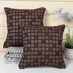 Saral Home Brown Chenille Cushion Covers - Set of 2-image-50